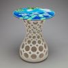 Hourglass Openwork Table with Sue Barry Hand-Painted Top (B | Side Table in Tables by Lynne Meade. Item composed of stoneware