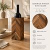 Handmade Walnut Wine Bottle Holder, Wooden Marquetry Decor, Scandinavian Minimalist Home Accent, Housewarming Gift | Tableware by Vesta Corte