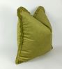 Chartreuse green brush fringe pillow, green velvet cushion | Pillows by velvet + linen