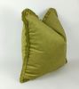 Chartreuse green brush fringe pillow, green velvet cushion | Pillows by Velvet Fringe