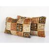 Set of Two Silk Ikat Velvet Pillow, Matching Red Uzbek Ikat | Cushion in Pillows by Vintage Pillows Store