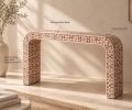 Terracotta Bone Inlay Waterfall Console Table, Boho Hallway Sofa Table | Tables by IKKAZA