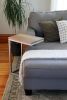 Solid Ash Wood & Silver Metal C Table with Grey Stain | Side Table in Tables by Hazel Oak Farms. Item composed of wood & steel