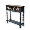Hand-Painted Peony Console Table, Narrow Blue-Green Entryway Table, Solid Wood Botanical Furniture | Tables by Birds and Gardens Inc