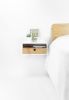 White Floating Nightstand Bedside Table Drawer in Oak | Storage by Manuel Barrera Habitables. Item composed of wood