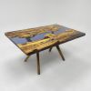 Custom Order Table | Olive Epoxy Resin Live Edge Table | Dining Table in Tables by TigerWoodAtelier. Item composed of walnut & metal compatible with minimalism and contemporary style