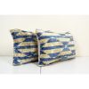 Pale blue Uzbek Ikat Velvet Pillowcase - Hand loomed Silk | Sham in Linens & Bedding by Vintage Pillows Store. Item composed of cotton & fiber