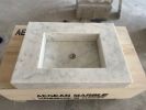 Handmade Carrara Marble Sink: Wall Mount Washbasin (21”x30”x5”) | Water Fixtures by AEGEAN MARBLE ARTISAN ATELIER