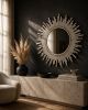 Handmade Bone Inlay Sunburst Mirror, Round Starburst Wall Decor, Art Deco Entryway Accent | Decorative Objects by IKKAZA