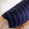 Navy with White Stripes Wool Lumbar Pillow 16x24 | Pillows by Vantage Design