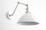 10 Inch White Shade - Adjustable Arm Light - Model No. 9132 | Sconces by Peared Creation. Item composed of brass