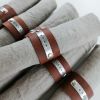 Hand stamped rings and napkins. Set of 4 or 6 | Linens & Bedding by DecoMundo Home. Item made of linen & leather compatible with minimalism and country & farmhouse style