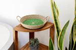 Woven Round Tray I Light Green | Decorative Tray in Decorative Objects by NEEPA HUT. Item made of wool with fiber