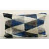 Geometric Ikat Velvet Lumbar Pillow, Hand Woven Diagonal | Sham in Linens & Bedding by Vintage Pillows Store. Item made of cotton with fiber