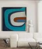 Midcentury Modern Painting Mid century Minimalist Art | Oil And Acrylic Painting in Paintings by Serge Bereziak. Item composed of canvas compatible with boho and minimalism style