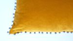 pom pom pillow  // ochre yellow velvet cushion // grey | Pillows by velvet + linen
