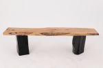 Live Edge Solid Wood Bench with Charred Legs, Organic Modern by Logniture | Benches & Ottomans by Logniture