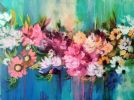 Impressionist floral Painting | Oil And Acrylic Painting in Paintings by Colleen Sandland Beatnik. Item composed of wood & synthetic