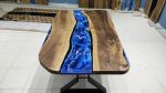 Living Edge Dark Walnut Resin Dining Table, Ocean Epoxy | Tables by LuxuryEpoxyFurniture. Item made of wood with synthetic