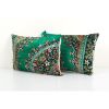Pair Green Velvet Pillow Cover, Set of Two Floral Lumbar Cus | Sham in Linens & Bedding by Vintage Pillows Store. Item made of cotton & fiber