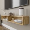 Oak Solid Wood Floating Tv-Stand, Modern Floating Media Cons | Ledge in Storage by Picwoodwork. Item made of oak wood