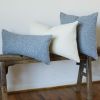 Steel Blue Boucle with Velvet Lumbar Pillow 12x24 | Pillows by Vantage Design