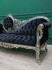 Victorian Style Chaise Lounge/ Aged Silver Leaf  /Hand Carve | Couches & Sofas by Art De Vie Furniture