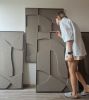 Textured Plaster Wall Art - Modern Geometric Sculpture - Abstract Relief - Housewarming Gift | Wall Sculpture in Wall Hangings by Vaiva Art Atelier