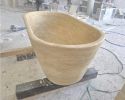 Travertine Stone Bathtub | 70" Luxury Freestanding Natural Stone Soaking Tub | Water Fixtures by Vero Marble