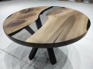 Walnut Epoxy Round Dining Table - Epoxy Resin Table Top | Tables by LuxuryEpoxyFurniture. Item composed of wood and synthetic