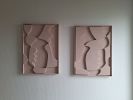 Diptych Wall Art Set (2 pieces) - Textured Plaster Sculptures - Pink Peach - Girls Room Decor | Wall Sculpture in Wall Hangings by Vaiva Art Atelier