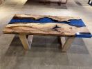 Blue Epoxy Coffee Table, Custom River Coffee Table | Tables by Tinella Collection. Item made of wood with synthetic works with boho & contemporary style
