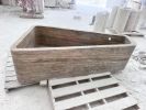 Hand Carved Silver Grey Travertine Bathtub: Natural Stone Tub | Water Fixtures by AEGEAN MARBLE ARTISAN ATELIER