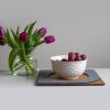 Square serving tray for table, made of wood, gray felt, 1 pc | Serveware by DecoMundo Home. Item made of oak wood compatible with minimalism and country & farmhouse style