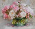 Peony oil painting original canvas, Large painting flowers | Oil And Acrylic Painting in Paintings by Natart. Item made of canvas with synthetic works with contemporary style