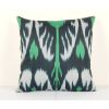 Uzbekistan Ikat Square Pillow Cover Cushion, Blue Handmade D | Pillows by Vintage Pillows Store