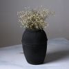 Paper Mache Vase, Black Minimal Shape | Vases & Vessels by FIG Living. Item made of paper works with boho & minimalism style