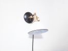 Adjustable Bedside Reading Wall Light - Matte Black & White | Sconces by Retro Steam Works. Item made of fabric & metal compatible with mid century modern style