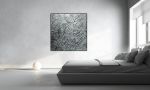 Silver 3d textured wall art heavy textured silver Leaf paint | Oil And Acrylic Painting in Paintings by Berez Art. Item made of canvas compatible with minimalism and modern style