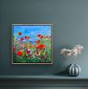 Orange Poppies | Oil And Acrylic Painting in Paintings by Checa Art. Item made of canvas