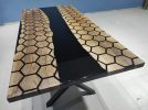 Hexagon Honeycomb Design Black Epoxy Table , Dining Table | Tables by LuxuryEpoxyFurniture. Item composed of wood & synthetic