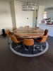 Custom 72 " Round Walnut Wood | Green Epoxy Dining Table | Tables by LuxuryEpoxyFurniture. Item composed of wood & synthetic