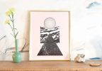Pink Abstract geometric print, marble wall art, Geometric | Prints by Capricorn Press. Item composed of paper compatible with boho and minimalism style