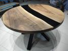 Custom 48" Diameter, Round Walnut Wood, Black Epoxy Dining | Dining Table in Tables by LuxuryEpoxyFurniture. Item composed of wood & synthetic