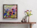 Pensive Pansies | Oil And Acrylic Painting in Paintings by Checa Art. Item made of canvas