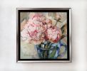 Peony oil painting original flowers canvas art in frame | Oil And Acrylic Painting in Paintings by Natart. Item made of canvas with synthetic works with contemporary style