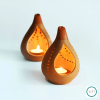 Drova Handmade Terracotta Tealight Holder (Pack of 2) | Candle Holder in Decorative Objects by Lit Lamps - Sustainable Mindful Lighting