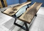 Custom Order Smoke Epoxy Walnut Table | River Resin Table | Dining Table in Tables by LuxuryEpoxyFurniture. Item made of wood with synthetic
