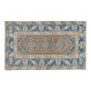 Vintage Wool Blue Turkish Rug - Designer Carpet 3'11" X 6'4" | Runner Rug in Rugs by Vintage Pillows Store. Item composed of cotton