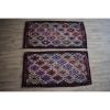 Set Of 2 Vintage Handwoven Small Embroidered Kilim Yastik | Small Rug in Rugs by Vintage Pillows Store. Item composed of fiber
